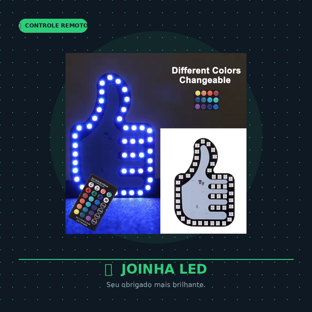 Joinha LED — Luz de Gratidão para o seu Carro